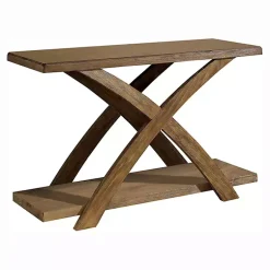 Kirklands Home Console Tables|Rustic Oak Wood Juna Console Table Brown
