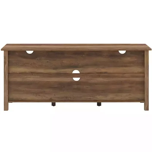 Kirklands Home Tv Stands & Media Consoles|Rustic Oak Wood Slatted Sides Media Cabinet Brown