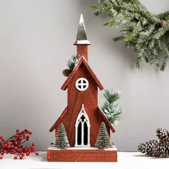 Online Rustic Red Christmastime Church Statue, 19 in. Christmas Decorations