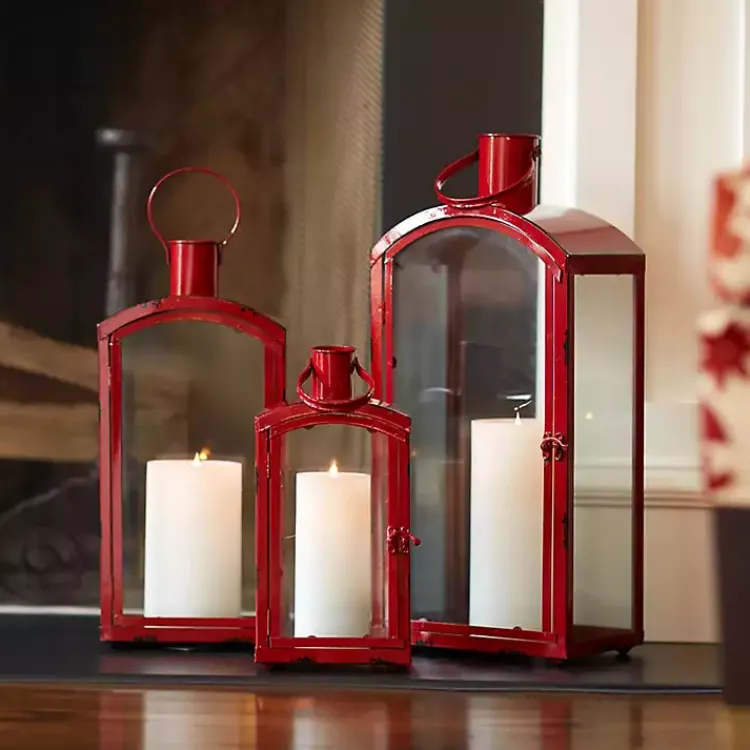 Discount Rustic Metal Lanterns, Set of 3 Lanterns
