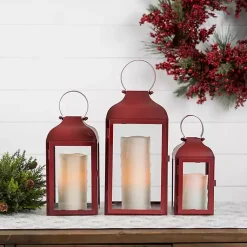 Hot Rustic Ring Top Metal Lanterns, Set of 3 Lanterns