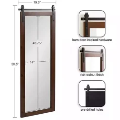 Kirklands Home Decorative Mirrors|Rustic Walnut Barn Door Wall Mirror