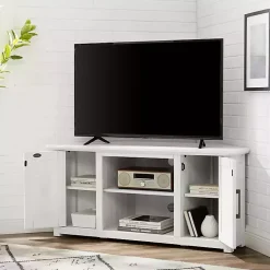 Kirklands Home Tv Stands & Media Consoles|Rustic White Katy-Corner TV Stand