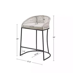 Kirklands Home Bar Stools & Counter Height Stools|Rustic Woven Rope Back Counter Stool White