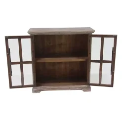 Kirklands Home Cabinets & Sideboards|Rustic Wood and Glass 2-Door Cabinet Tan