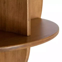 Kirklands Home Accent & End Tables|Rustic Wood Half Moon Floating Accent Table Brown