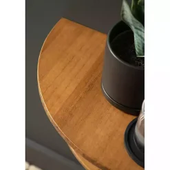 Kirklands Home Accent & End Tables|Rustic Wood Half Moon Floating Accent Table Brown