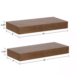 Kirklands Home Shelves|Rustic Wood 2-pc. Floating Shelves, 18 in.