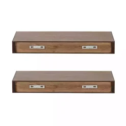 Kirklands Home Shelves|Rustic Wood 2-pc. Floating Shelves, 18 in.