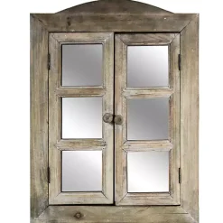 Kirklands Home Decorative Mirrors|Rustic Wooden Dual Window Shutter Wall Mirror