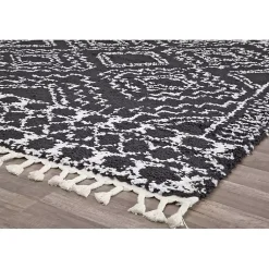 Kirklands Home Area Rugs|Sable and White Moon Accent Rug, 2x8 Black