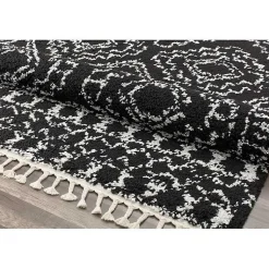 Kirklands Home Area Rugs|Sable and White Moon Accent Rug, 2x8 Black