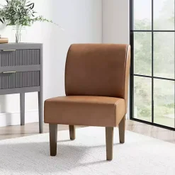 Kirklands Home Accent Chairs|Saddle Faux Leather Accent Chair Brown