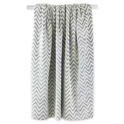 Sage Chevron Plush Throw Blankets & Throws