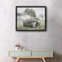 Kirklands Home Canvas Art|Sage Flower Truck Framed Giclee Canvas Art Print Green