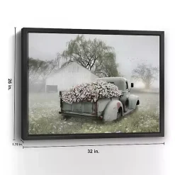 Kirklands Home Canvas Art|Sage Flower Truck Framed Giclee Canvas Art Print Green