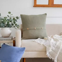 Sale Sage Buttoned Throw Pillow Pillows