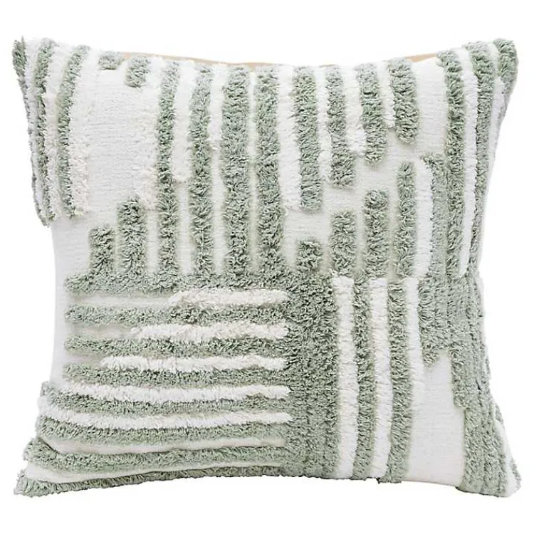 Hot Sage Geometric Shag Throw Pillow Pillows
