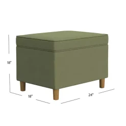 Kirklands Home Benches & Ottomans|Sage Velvet Rectangle Storage Ottoman Green