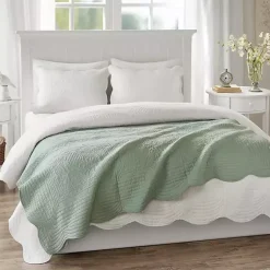 Hot Sage Oversized Quilted Scalloped Edge Throw Blankets & Throws