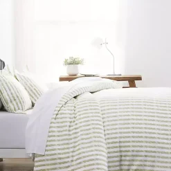 Kirklands Home Duvets|Sage Rugged Stripes Puffed King 3-pc. Duvet Set