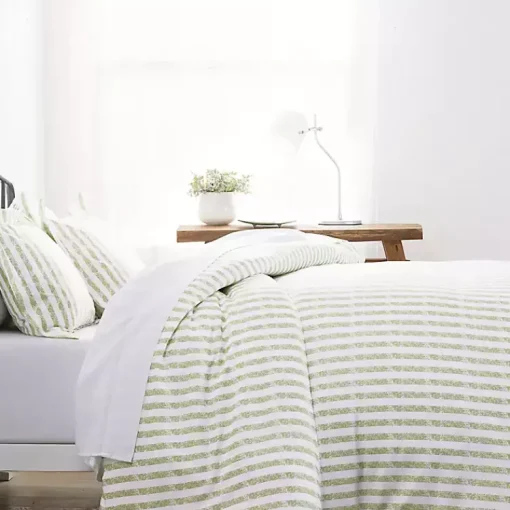 Kirklands Home Duvets|Sage Rugged Stripes Puffed King 3-pc. Duvet Set