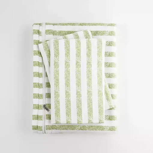 Kirklands Home Duvets|Sage Rugged Stripes Puffed King 3-pc. Duvet Set