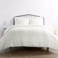 Kirklands Home Duvets|Sage Rugged Stripes Puffed Twin 3-pc. Duvet Set