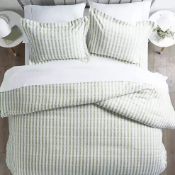 Kirklands Home Duvets|Sage Rugged Stripes Puffed Twin 3-pc. Duvet Set