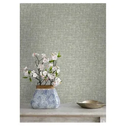 Kirklands Home Wall Murals & Wallpaper|Sage Textured Poplin Peel & Stick Wallpaper Green