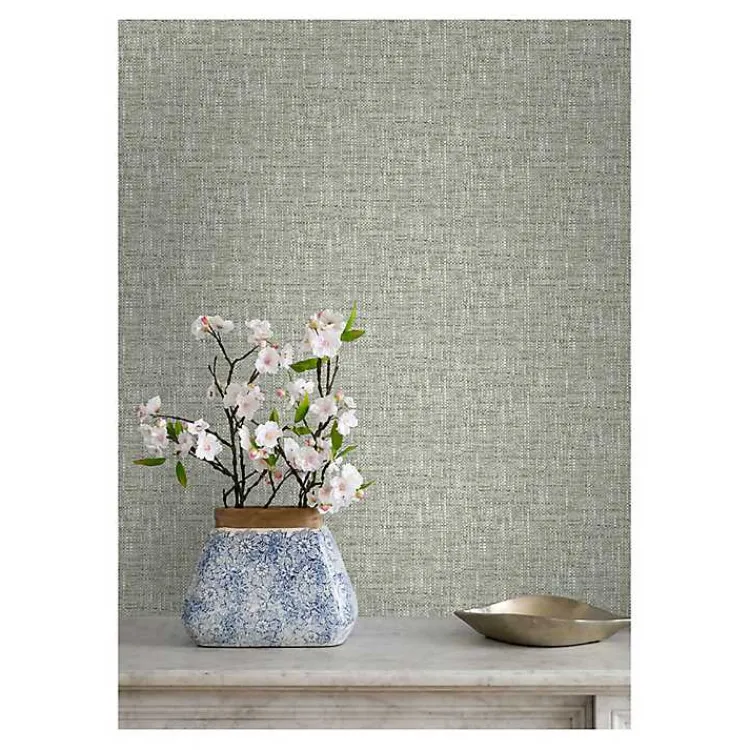 Kirklands Home Wall Murals & Wallpaper|Sage Textured Poplin Peel & Stick Wallpaper Green