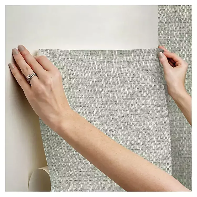 Kirklands Home Wall Murals & Wallpaper|Sage Textured Poplin Peel & Stick Wallpaper Green
