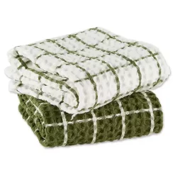 Kirklands Home Kitchen Accessories|Sage Windowpane Oversized Dish Towels, Set of 2 Green