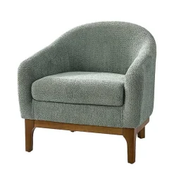Kirklands Home Accent Chairs|Sage Wool Upholstered Joan Barrel Accent Chair Green