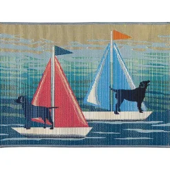 Kirklands Home Outdoor Rugs|Sailboat Dogs Indoor/Outdoor Accent Rug