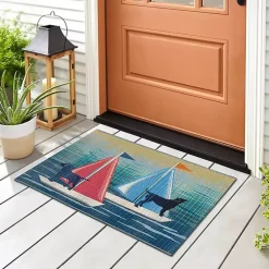 Kirklands Home Outdoor Rugs|Sailboat Dogs Indoor/Outdoor Accent Rug