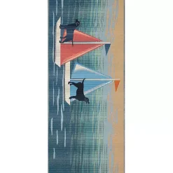 Kirklands Home Outdoor Rugs|Sailboat Dogs Indoor/Outdoor Runner, 1x4 Blue