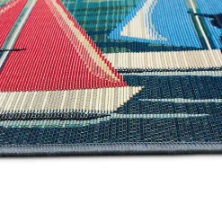 Kirklands Home Outdoor Rugs|Sailboat Dogs Indoor/Outdoor Runner, 1x4 Blue