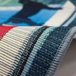 Kirklands Home Outdoor Rugs|Sailboat Dogs Indoor/Outdoor Runner, 1x4 Blue