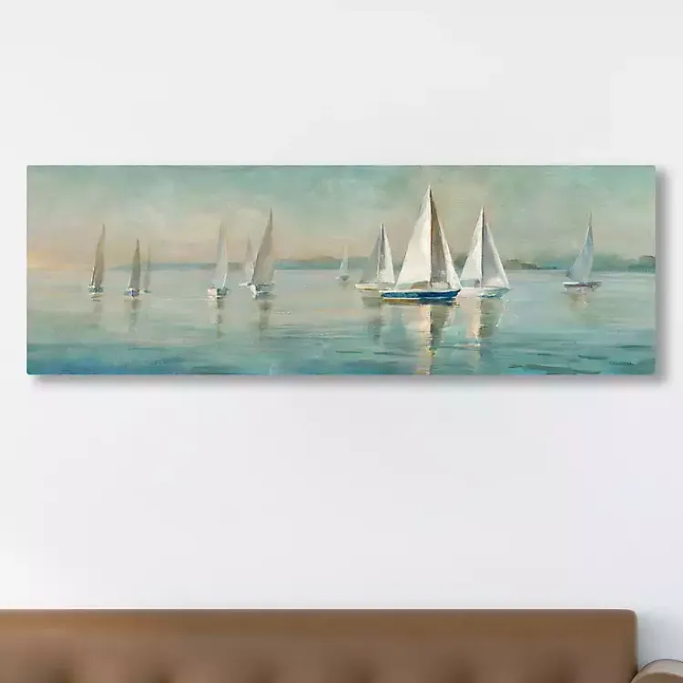 Kirklands Home Canvas Art|Sailboats at Sunrise Canvas Art Print Blue