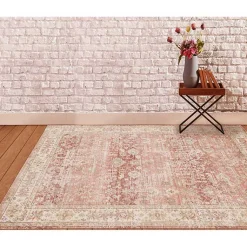 Kirklands Home Area Rugs|Salmon Vintage Border Area Rug, 8x11 Pink
