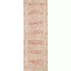 Kirklands Home Area Rugs|Salmon Vintage Border Runner Pink