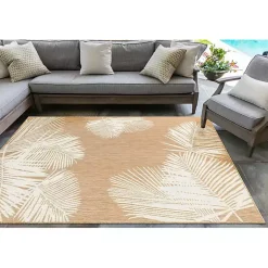 Kirklands Home Area Rugs|Sand Forest Leaf Indoor/Outdoor Area Rug, 4x7