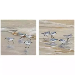 Kirklands Home Canvas Art|Sandpiper Beach I and II Art Prints, Set of 2 Tan