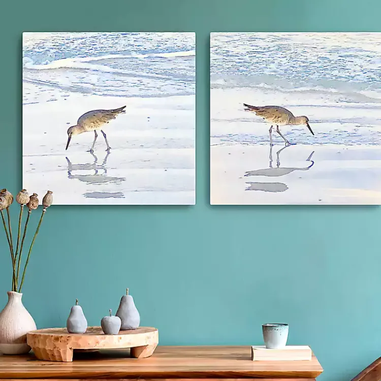 Kirklands Home Canvas Art|Sandpiper Dreams Canvas Art Prints, Set of 2 Blue