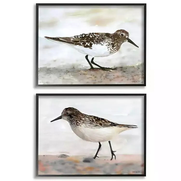 Kirklands Home Framed Art|Sandpiper on Coast Framed 2pc Canvas Art Print Set