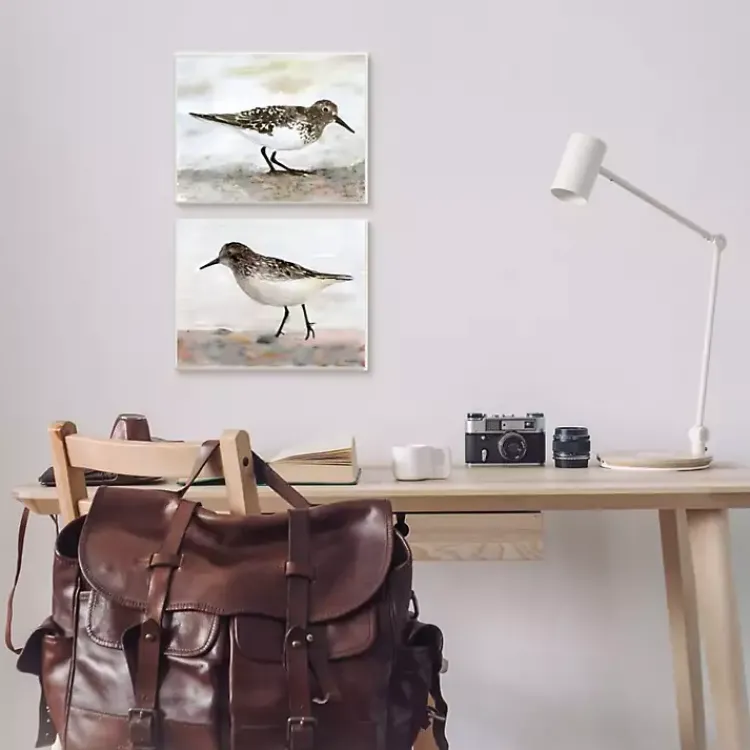 Kirklands Home Framed Art|Sandpiper on Coast Framed 2pc Canvas Art Print Set