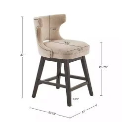 Kirklands Home Bar Stools & Counter Height Stools|Sandy Beige Curve Back Swivel Counter Stool Tan