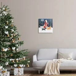 Sale Santa and His Dogs Canvas Wall Plaque Christmas Art & Wall Decor