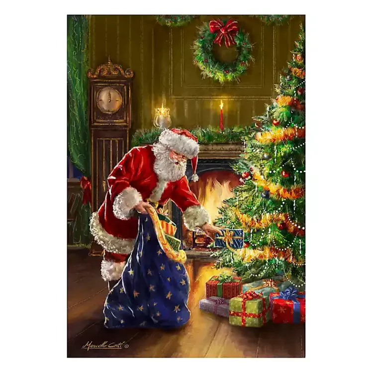 Clearance Santa and Presents with Tree Canvas Art Print Christmas Art & Wall Decor